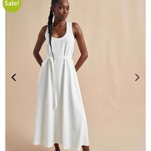 La Ligne White Andie Tank Dress. Maxi Sundress Scoop Neck Sleeveless